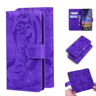 For Nokia 2.2 Tiger Embossing Pattern Horizontal Flip Leather Case with Holder & Card Slots & Wallet(Purple)