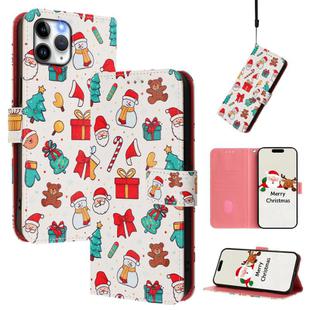 For iPhone 11 Pro Christmas Series Buckle Leather Phone Case with Hand Strap(Christmas Elements)