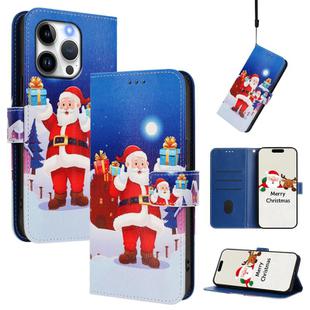 For iPhone 16 Pro Max Christmas Series Buckle Leather Phone Case with Hand Strap(Christmas Eve)