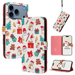 For iPhone 17 Pro Max Christmas Series Buckle Leather Phone Case with Hand Strap(Christmas Elements)