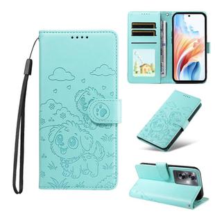 For OPPO A79 5G / OnePlus Nord N30 SE 5G Embossed Heart Dog RFID Blocking Wallet Leather Phone Case(Green)