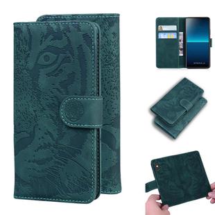 For Sony Xperia L4 Tiger Embossing Pattern Horizontal Flip Leather Case with Holder & Card Slots & Wallet(Green)
