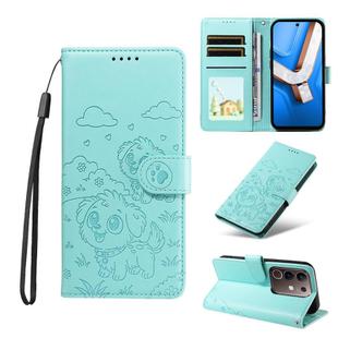 For vivo Y29 4G / T4X 5G / Y300T Embossed Heart Dog RFID Blocking Wallet Leather Phone Case(Green)