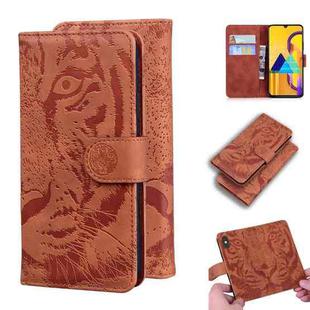 For Samsung Galaxy M30s / M21 Tiger Embossing Pattern Horizontal Flip Leather Case with Holder & Card Slots & Wallet(Brown)