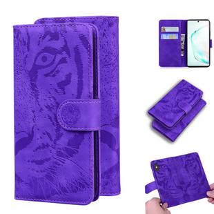 For Samsung Galaxy Note 10 Tiger Embossing Pattern Horizontal Flip Leather Case with Holder & Card Slots & Wallet(Purple)