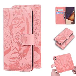 For Samsung Galaxy Note 20 Ultra Tiger Embossing Pattern Horizontal Flip Leather Case with Holder & Card Slots & Wallet(Pink)