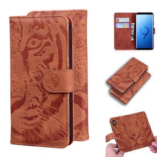 For Samsung Galaxy S9 Tiger Embossing Pattern Horizontal Flip Leather Case with Holder & Card Slots & Wallet(Brown)