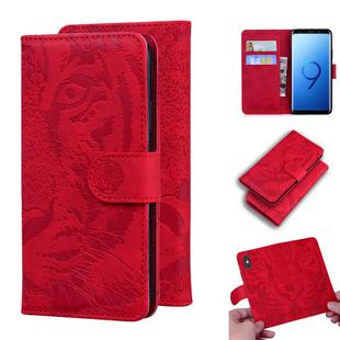 For Samsung Galaxy S9 Tiger Embossing Pattern Horizontal Flip Leather Case with Holder & Card Slots & Wallet(Red)