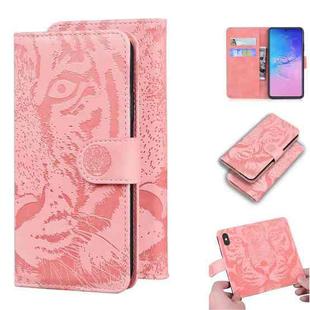 For Samsung Galaxy S10 Lite / A91 Tiger Embossing Pattern Horizontal Flip Leather Case with Holder & Card Slots & Wallet(Pink)