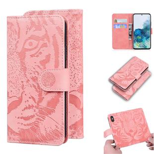 For Samsung Galaxy S20 Plus Tiger Embossing Pattern Horizontal Flip Leather Case with Holder & Card Slots & Wallet(Pink)