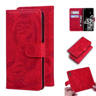 For Samsung Galaxy S20 Ultra Tiger Embossing Pattern Horizontal Flip Leather Case with Holder & Card Slots & Wallet(Red)