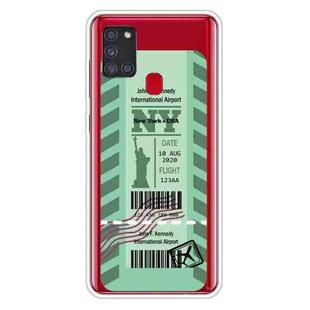 For Samsung Galaxy A21s Boarding Pass Series TPU Phone Protective Case(Green New York)