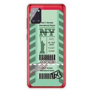 For Samsung Galaxy A31 Boarding Pass Series TPU Phone Protective Case(Green New York)