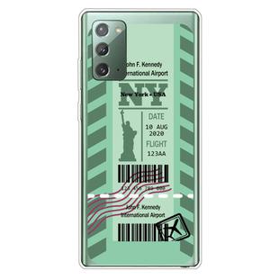 For Samsung Galaxy Note 20 Boarding Pass Series TPU Phone Protective Case(Green New York)