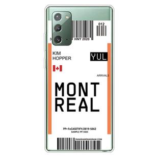 For Samsung Galaxy Note 20 Boarding Pass Series TPU Phone Protective Case(Montreal)