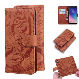 For Samsung Galaxy A6 (2018) Tiger Embossing Pattern Horizontal Flip Leather Case with Holder & Card Slots & Wallet(Brown)