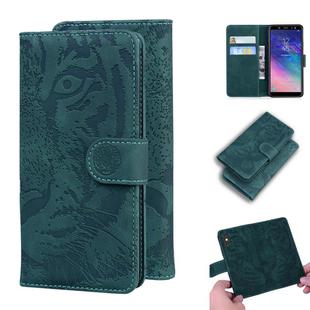 For Samsung Galaxy A6 (2018) Tiger Embossing Pattern Horizontal Flip Leather Case with Holder & Card Slots & Wallet(Green)