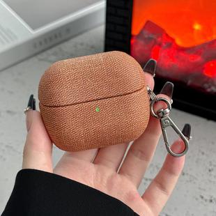 For Samsung Galaxy Buds3 / Buds3 Pro Coarse Cloth Texture PC Earphone Protective Case(Light Brown)