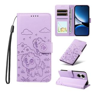 For Redmi Turbo 4 5G / Poco X7 Pro 5G Embossed Heart Dog RFID Blocking Wallet Leather Phone Case(Purple)