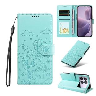 For Redmi K70 / K70 Pro / Poco F6 Pro Embossed Heart Dog RFID Blocking Wallet Leather Phone Case(Green)