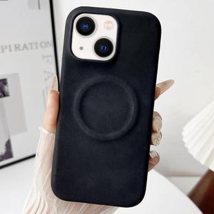 For iPhone 15 Plus Skin Feel Sheepskin MagSafe Magnetic Phone Case(Black)