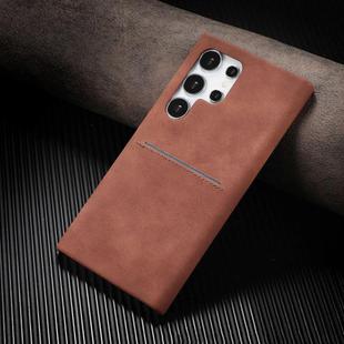 For Samsung Galaxy S24 UItra 5G Skin Feel Sheepskin Card Slot Phone Case(Brown)