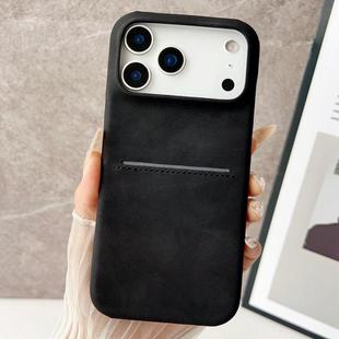 For iPhone 17 Pro Max Skin Feel Sheepskin Card Slot Phone Case(Black)