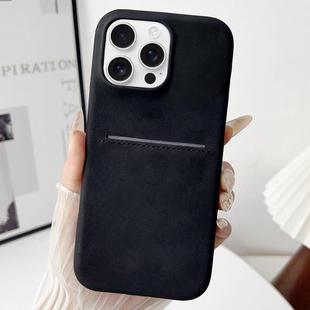 For iPhone 16 Pro Max Skin Feel Sheepskin Card Slot Phone Case(Black)