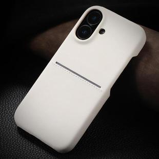 For iPhone 16 Plus Skin Feel Sheepskin Card Slot Phone Case(White)