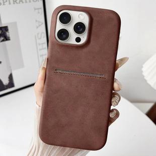 For iPhone 15 Pro Skin Feel Sheepskin Card Slot Phone Case(Brown)