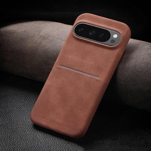 For Google Pixel 9 Pro XL Skin Feel Sheepskin Card Slot Phone Case(Brown)