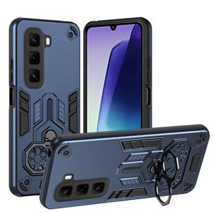 For Infinix Hot 50 Pro+ 4G Double-Ring Holder PC Hybrid TPU Phone Case(Ocean Blue)