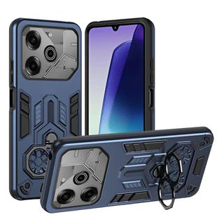For Tecno Pova 6 Pro Double-Ring Holder PC Hybrid TPU Phone Case(Ocean Blue)