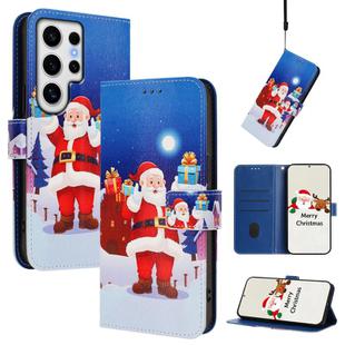 For Samsung Galaxy S24 Ultra 5G Christmas Series Buckle Leather Phone Case with Hand Strap(Christmas Eve)