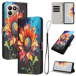 For Tecno Pova 7 4G Color Drawing Pattern Leather Phone Case(Sunflower)