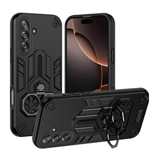 For Samsung Galaxy A26 5G Double-Ring Holder PC Hybrid TPU Phone Case(Black)