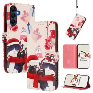 For Samsung Galaxy A16 5G / 4G Christmas Series Buckle Leather Phone Case with Hand Strap(Christmas Animals)