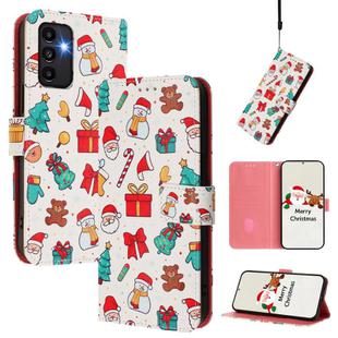 For Samsung Galaxy A13 5G / 4G / A04 / A04s Christmas Series Buckle Leather Phone Case with Hand Strap(Christmas Elements)