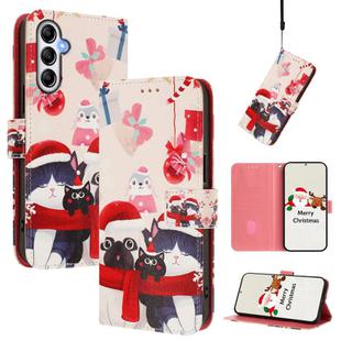 For Samsung Galaxy A24 4G Christmas Series Buckle Leather Phone Case with Hand Strap(Christmas Animals)