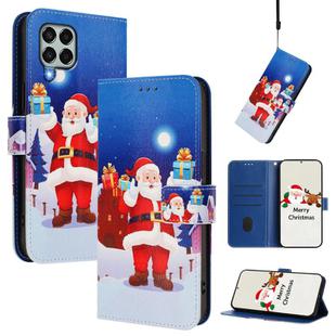 For Samsung Galaxy M33 5G Christmas Series Buckle Leather Phone Case with Hand Strap(Christmas Eve)