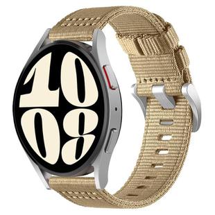 For Samsung Galaxy Watch 7 / 6 / 5 / FE xDfind Two-section Nylon Watch Band(Khaki)