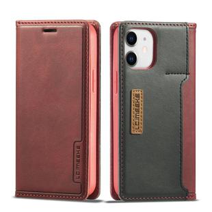 For iPhone 12 mini LC.IMEEKE LC-001 Series PU + TPU Color Matching Frosted Horizontal Flip Leather Case with Holder & Card Slot(Red)