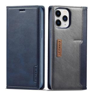 For iPhone 12 / 12 Pro LC.IMEEKE LC-001 Series PU + TPU Color Matching Frosted Horizontal Flip Leather Case with Holder & Card Slot(Blue)