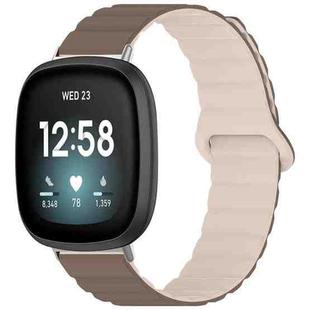 For Fitbit Versa 4 / 3 / Sense2 / 1 xDfind Loop Magnetic Glossy Silicone Watch Band(Brown Apricot)