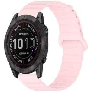 For Garmin Fenix 8/7X/6X/5X 26mm xDfind Loop Magnetic Glossy Silicone Watch Band(Pink)
