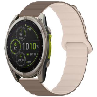 For Garmin Fenix 8/7/6/5 22mm xDfind Loop Magnetic Glossy Silicone Watch Band(Brown Apricot)