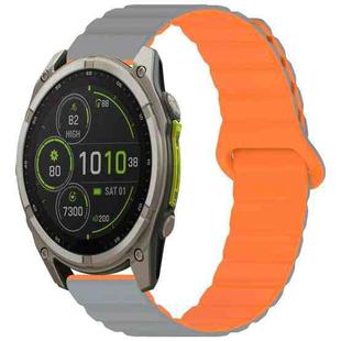 For Garmin Fenix 8/7/6/5 22mm xDfind Loop Magnetic Glossy Silicone Watch Band(Grey Orange)