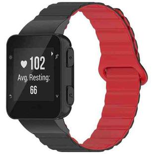 For Garmin Forerunner 35/30/35J xDfind Loop Magnetic Glossy Silicone Watch Band(Black Red)