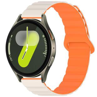 For Samsung Galaxy Watch 7 / 6 / 5 / FE xDfind Loop Magnetic Glossy Silicone Watch Band(Starlight Orange)