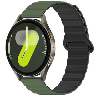 For Samsung Galaxy Watch 7 / 6 / 5 / FE xDfind Loop Magnetic Glossy Silicone Watch Band(Army Green Black)